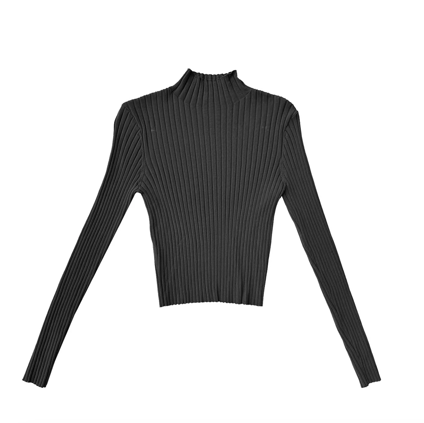 Ali Golden Ribbed Mock Neck Sweater - Black — Cocobolo